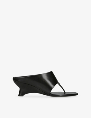 Khaite Womens Black Marlow 55 Leather Heeled Mules Eur 38.5 / 5.5 Uk