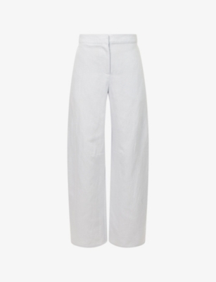Womens Samsoe Samsoe Saroko Wide-Leg Cotton and Linen-Blend Trousers