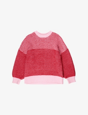 Ro&zo Womens Red Contrast-stitch Knitted Wool-blend Jumper