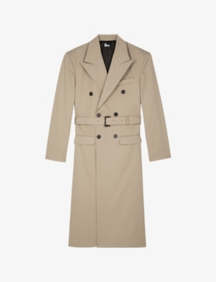 Mens The Kooples Double-Breasted Belted Cotton Trench Coat