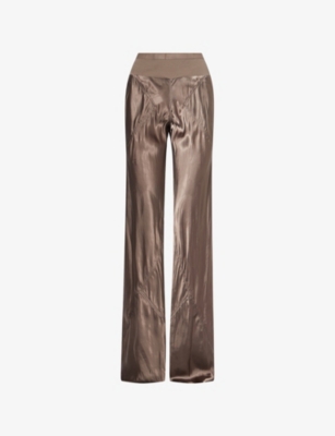 Womens Rick Owens Bias Panelled Straight-Leg Satin Trousers