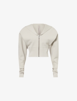 Rick Owens Womens  Dracu Cropped Knit Jacket In White