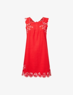 DAMSON MADDER - Natalina Embroidered Cotton-Blend Mini Dress |  Selfridges.com