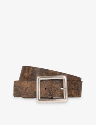 The Kooples Womens  Vintage-effect Leather Belt In Brown