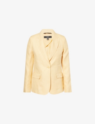 Weekend Max Mara Omens Light Yellow Single-breasted Linen Blazer