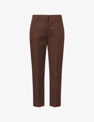 Womens Weekend Max Mara Cropped Cigarette Slim-Fit Cotton Trousers