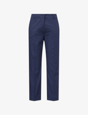 Womens Weekend Max Mara Cropped Cigarette Slim-Fit Cotton Trousers
