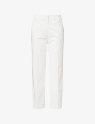 Womens Weekend Max Mara Cropped Cigarette Slim-Fit Cotton Trousers