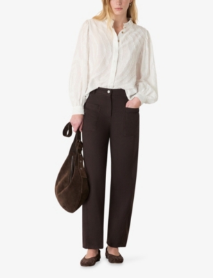 WHISTLES: Animal-Textured Stand-Collar Woven Shirt