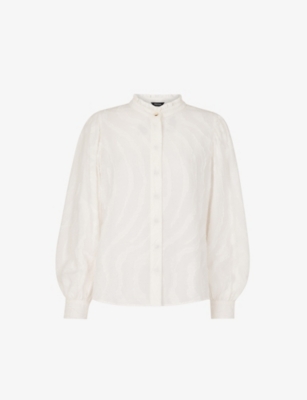 WHISTLES: Animal-Textured Stand-Collar Woven Shirt