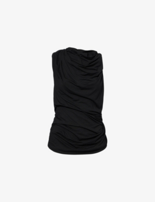 Entire Studios Womens  Draped Round-neck Stretch-jersey Tank Top In Black