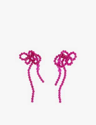 Completedworks Womens Silverfuschia Chalcedony Bead Silver Drop Earrings