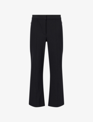 Theory Womens  Seamed Kick Cropped-leg Woven Trousers In Black