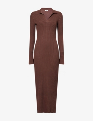 4th & Reckless Womens Chocolate Corey Rib-knit Maxi Dress In Brown
