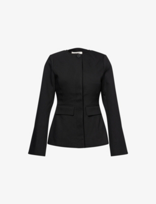 4th & Reckless Womens Black Mikey Collarless Woven Jacket
