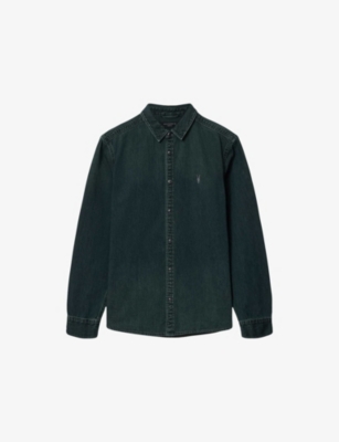 Allsaints: Gleason Logo-Embroidered Long-Sleeve Denim Shirt