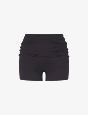 Sofra Ladies Cotton High Waist Outseam 15" Length Running Workout Biker Shorts W Side Pockets