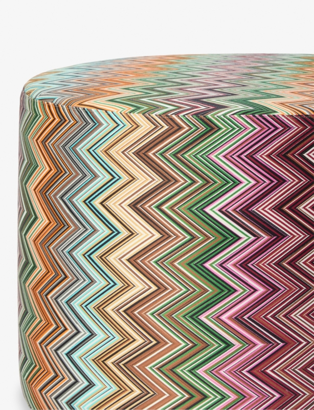 Jarris Zigzag-Pattern Cotton Cylindrical Pouf 40cm x 30cm