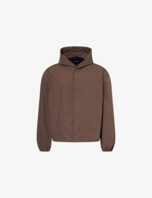 Seventh Mens Mocha Orb Hooded Nylon Shell Jacket In Brown