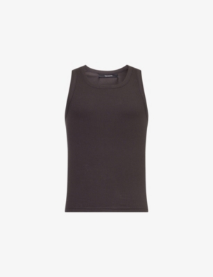 Seventh Mens Slate Base Ribbed Stretch-cotton Vest Top In Gray