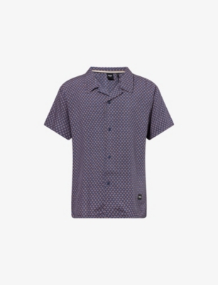 Mens Boss Graphic-Print Woven Beach Shirt