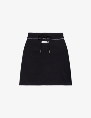 Marine Serre Womens Black Contrast-trim Ribbed Cotton-jersey Mini Skirt