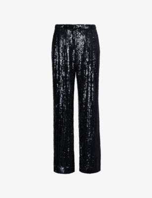 Womens TWP Sulli Straight Sequin-Woven Trousers