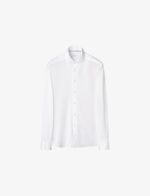 Eton Mens White Filo Di Scozia Slim-fit Cotton-knit Shirt