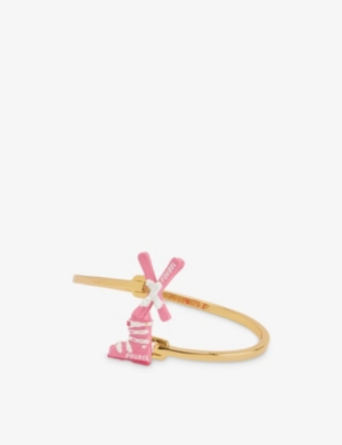 Mens Poubel Skis + Ski Boot 14ct Plated Sterling-Silver Enamelled Bangle