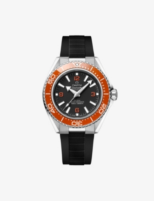 Omega Mens Orange Seamaster Planet Ocean 600m Stainless-steel Rubber-strap Watch 42mm In Black
