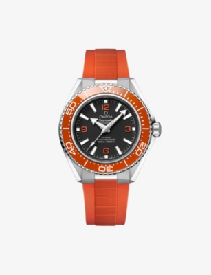 Omega Mens Orange Seamaster Planet Ocean 600m Stainless-steel Rubber-strap Watch 42mm