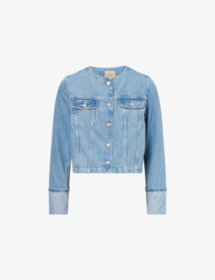 Paige Womens Del Amo Dean Round-neck Denim Jacket Xs