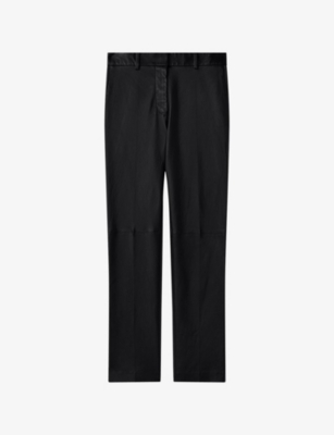 Womens Joseph Coleman Slim-Fit Mid-Rise Leather Trousers