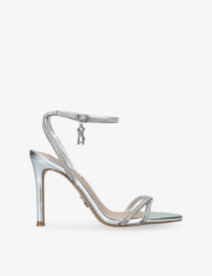 Steve Madden Womens Silver Juniper R 751 Leather Heeled Sandals Eur 40 / 7 Uk