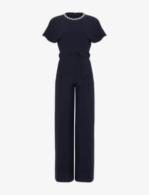 Phase Eight: Orwen Embellished-Neckline Woven Jumpsuit