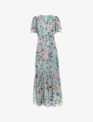 Phase Eight: Violet Floral-Print Woven Midi Dress