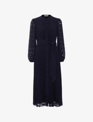 Womens Phase Eight Marina Cut-Out Pleated Woven Midi Dress