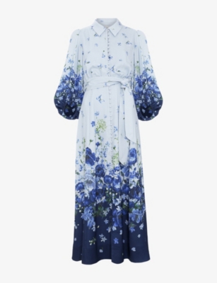 Womens Phase Eight Noella Floral-Print Stretch-Woven Midi Dress
