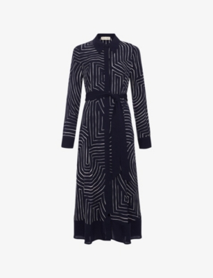 Womens Phase Eight Charlotte Geometric-Print Woven Midi Dress