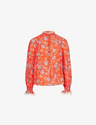 Womens Me And Em Paisley-Print Cotton and Silk-Blend Shirt