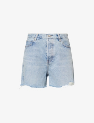 Frame Womens Swindle The Everyday High-rise Denim Shorts In Blue