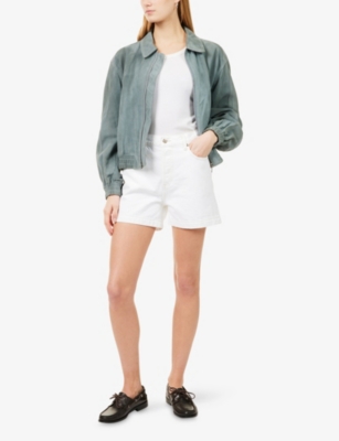 Frame Womens Au Natural Clean The Everyday High-rise Denim Shorts In White