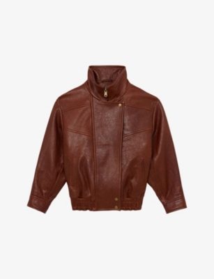 Womens Reiss Petra Oversized Leather Jacket