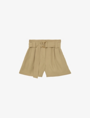 Reiss Womens Neutral Lana Belted Woven Shorts In Multi