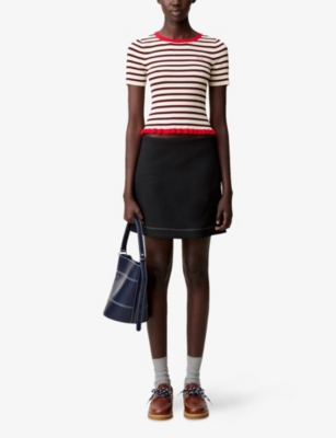 CLAUDIE PIERLOT: Tricolour Striped Jersey T-Shirt