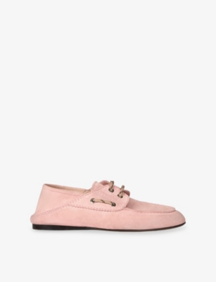 Sandro Womens Pink Foldable Suede Boat Loafers Eur 41 / 8 Uk