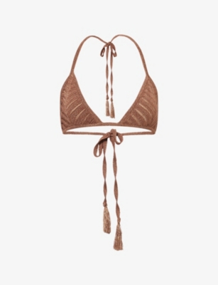 Devon Windsor Mens Truffle Lucinda Triangle Woven Bikini Top In Brown