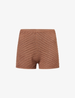 Devon Windsor Mens Truffle Gem Metallic Knit Shorts In Brown