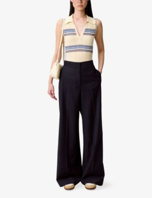 CLAUDIE PIERLOT: Striped Sleeveless Knitted Bodysuit
