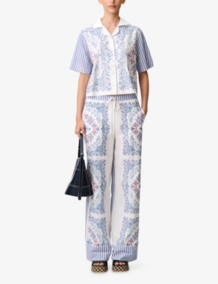 CLAUDIE PIERLOT: Striped Graphic-Print Cotton Shirt
